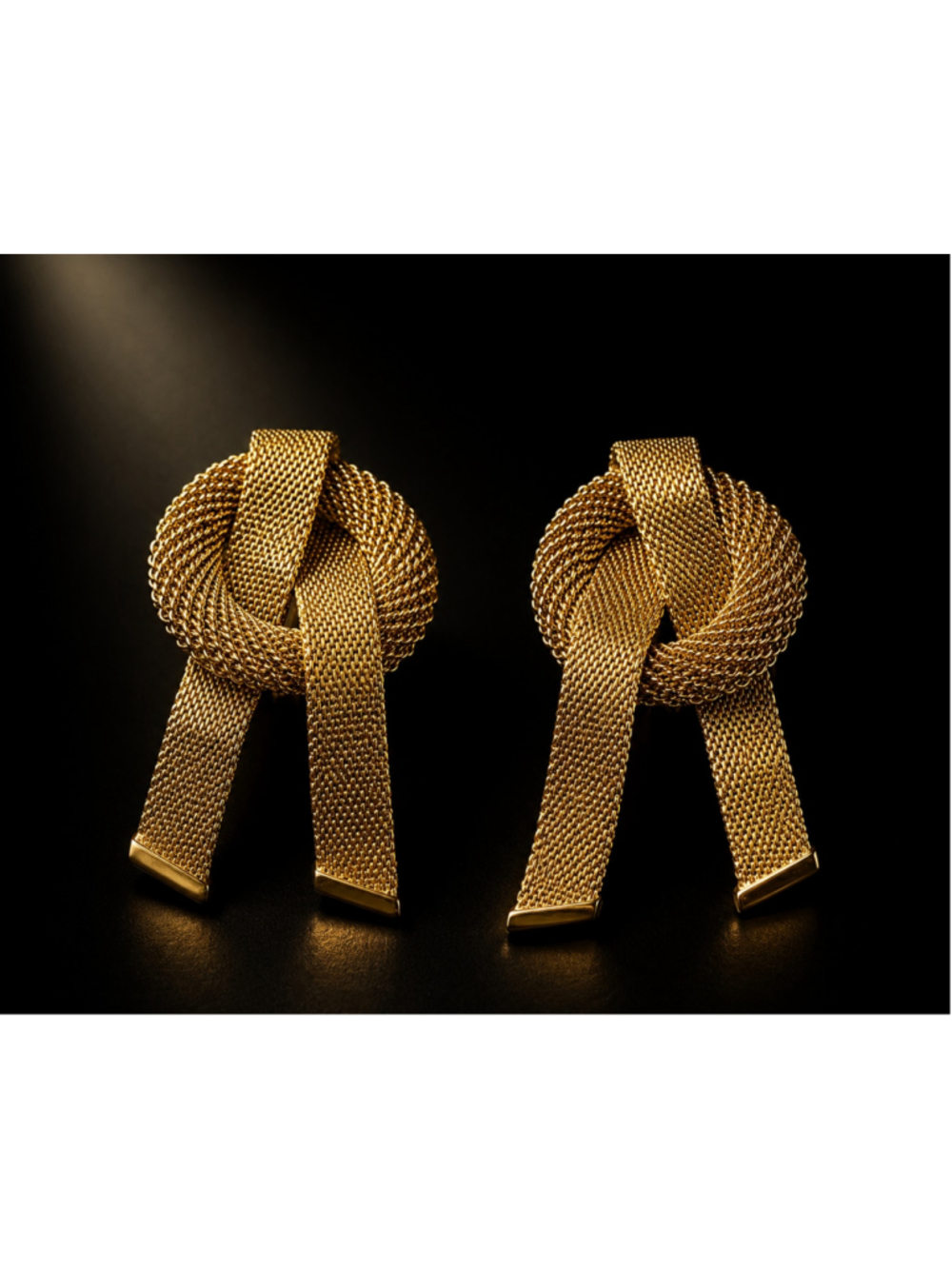Christian Dior by Henkel & Grosse 1968 Gold-Plated Mesh Ribbon Knot Clip Earring